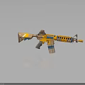 Modern Tactical Assault Rifle With Yellow Blue And Beige Stripes Detailed Stylish Firearm Design