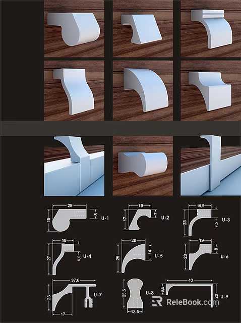 Various Door Handles Design With Structural Details And Dimension Measurements 3d model
