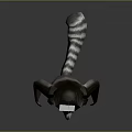 Train Engine Hat Worn by Standing Cartoon Lemur in Gray Background