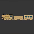 Electric Toy Train Wooden Engine Carriages With Red Yellow Accents Black Roof And Wheels