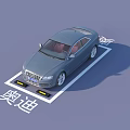 Gray Audi Sedan with Red Seats Parked in Audi Text Parking Spot 3d model