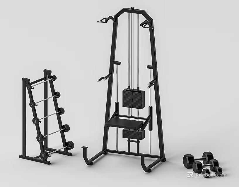 Fitness Equipment Including Multi functional Training Machine Dumbbell Rack And Dumbbells 3d model 