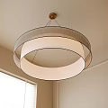 Modern Double Layer Circular Fabric Chandelier With Soft Lighting For Living Room Interior