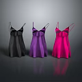 Women's Satin Slip Dresses With Spaghetti Straps In Black Purple Pink Colors