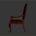 Elegant Red Leather Leisure Chair With Carved Legs And Armrests
