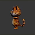 Cute 3D Animated Cartoon Cat With Orange Striped Fur Green Eyes And Open Arms