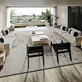 Modern Living Dining Room Interior With Sofa Coffee Table Green Plant And Pendant Light