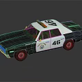 Black And White Police Car With Red Blue Police Lights Number 46 And Badge
