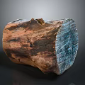 Plants Thriving On Natural Tree Stump With Brown And Blue Green Textures