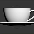 White Coffee Cup With Latte Art On Saucer Freshly Brewed Coffee Against Dark Background