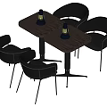Modern Dining Table Set With Black Chairs And Wooden Tabletop 3d model