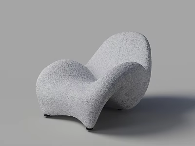 Modern Gray Textured Fabric Single Sofa With Curved Design For Living Room 3d model