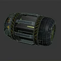 Cylindrical Industrial Equipment Featuring Metal Casing Yellow Warning Stripes Green Display And Handles