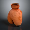Unique Orange Red Clay Pot With Curved Shape Textured Surface And Sturdy Base