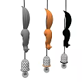 Three Gray Orange Black Squirrel Tail Shaped Decorative Pendant Lights 3d model