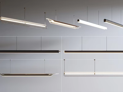 Modern Hanging Lighting Combinations With Multiple Sleek Linear Designs And Metal Frames 3d model