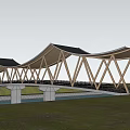 modern bridge landscape bridge arch bridge pedestrian bridge curve bridge landscape bridge waterfront landscape bridge wooden bridge 3d model