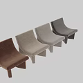 Modern Beige Upholstered Lounge Chair With Unique Curved Seat And Block Legs