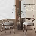 Modern Leisure Chairs With Wooden Frame Gray Cushions And Plant By Window