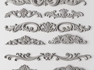 Ornate Decorative Carvings With Various Intricate Floral And Scroll Patterns 3d model