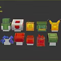 Pixel Art Style Various Colorful Block Characters And Creatures Collection 3d model