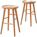 Modern Minimalist Wooden Bar Stools With Light Wood Finish And Cross Bars