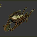 Vintage Handmade Wooden Wheelbarrow Decorative Ornament Filled With White Pebbles