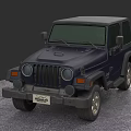 Navy Blue Two Door Off Road Car With Classic Grille Round Headlights And Hardtop