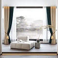 New Chinese style curtain 3d model