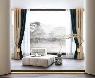 New Chinese style curtain 3d model