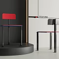 Modern Poliform Dining Chairs Featuring Red and Black Seats on Display Stand 3d model