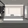 Modern Bedroom Interior Design With Large Bed Built in Wardrobe And Recessed Lighting