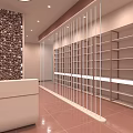 Boutique Store With Arched Doorways White Cloth Covered Furniture Brown Tiled Floor And Recessed Lights