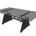 Sleek Modern Coffee Table With Glass Top And Wooden Support Base