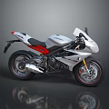 White Motorcycle With Red Accents Black Seat Sporty Design And Sleek Body