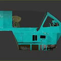 Detailed Turquoise Aircraft Cockpit Model Interior Featuring Control Panel Instruments And Transparent Canopy