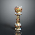 Ornate Decorative Candle Holder With Intricate Floral Patterns And Gold Accents