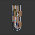 Modern Bookcase With Metal Frame And Wooden Shelves For Storing Books