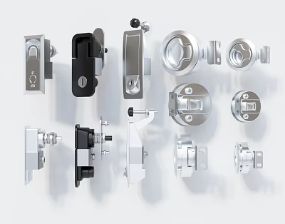 Various Modern Door Handles With Different Metal Designs And Styles 3d model