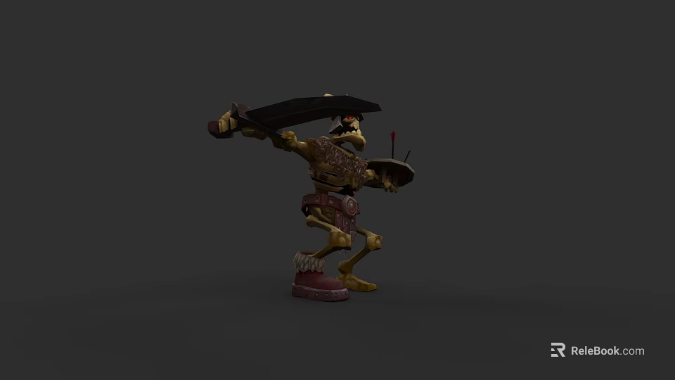 Legendary Armored Creature Character Wielding Large Sword and Shield in Battle Stance 3D Render 3d model 