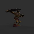 Legendary Armored Creature Character Wielding Large Sword and Shield in Battle Stance 3D Render