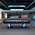 Modern Billiard Room Interior Design With Arranged Pool Tables And Ceiling Lighting