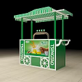 Commercial Kiosk Equipment with Green White Striped Awning Stainless Steel Counter for Freshly Squeezed Juice