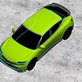 Bright Yellow Modern Car With Sleek Exterior On Shiny Floor And Dark Background