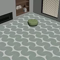 Geometric Patterned Floor Tiles In Modern Living Room