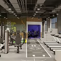 Modern Gym Fitness Space With Treadmills And City Skyline View For Daily Workouts