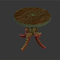Wooden Round Side Table Featuring Carved Legs And Classic Natural Wood Grain Design