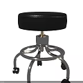 Adjustable Swivel Black Padded Stool With Metal Base And Rolling Casters