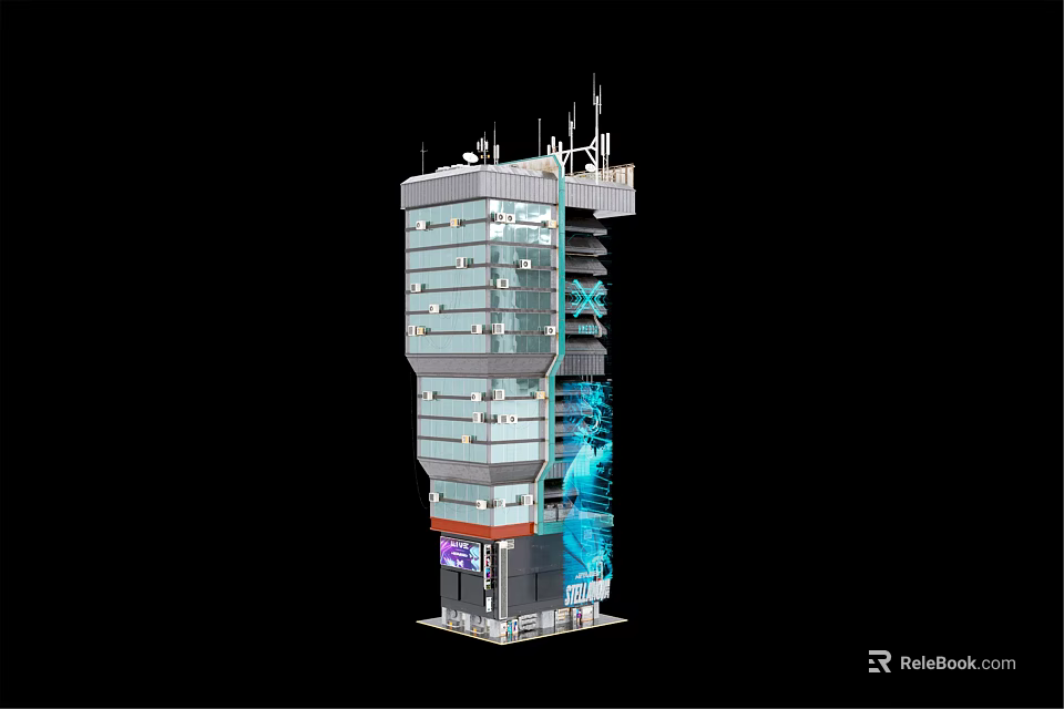 Future Architecture Futuristic Design With Glass Facade Vertical Structure And Tech Elements 3d model 