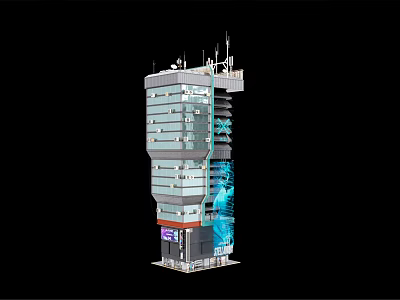 Future Architecture Futuristic Design With Glass Facade Vertical Structure And Tech Elements 3d model